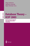 Cover: Database Theory - ICDT 2003 - Springer