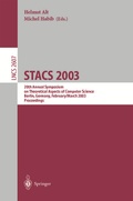 Cover: STACS 2003 - Springer