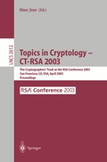 Cover: Topics in Cryptology -- CT-RSA 2003 - Springer