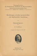Cover: Beziehungen zwischen geometrischer und algebraischer Anordnung - Springer