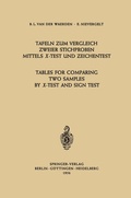 Cover: Tafeln zum Vergleich Zweier Stichproben mittels X-Test und Zeichentest / Tables for Comparing Two Samples by X-Test and Sign Test - Springer