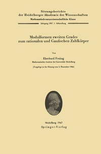 Abbildung von: Modulformen zweiten Grades zum rationalen und Gaußschen Zahlkörper - Springer