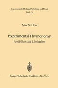 Cover: Experimental Thymectomy - Springer