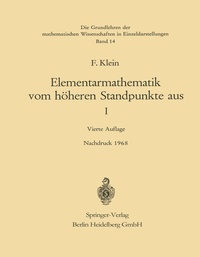 Abbildung von: Elementarmathematik vom Höheren Standpunkte aus, I - Springer