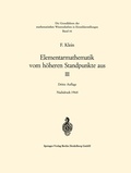 Cover: Elementarmathematik vom h&ouml;heren Standpunkte aus, III - Springer