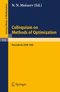 Cover: Colloquium on Methods of Optimization - Springer