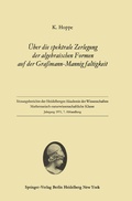 Cover: &Uuml;ber die spektrale Zerlegung der algebraischen Formen auf der Gra&szlig;mann-Mannigfaltigkeit - Springer