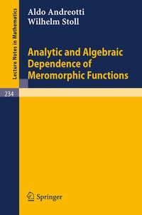 Abbildung von: Analytic and Algebraic Dependence of Meromorphic Functions - Springer