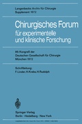 Cover: Chirurgisches Forum f&uuml;r experimentelle und klinische Forschung - Springer