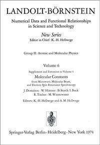 Abbildung von: Molecular Constants from Microwave, Molecular Beam, and Electron Spin Resonance Spectroscopy / Molekelkonstanten aus Messungen der Mikrowellen-, Molekularstrahl- und Elektronenspinresonanz-Spektroskopie - Springer