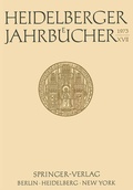 Cover: Heidelberger Jahrb&uuml;cher XVII - Springer