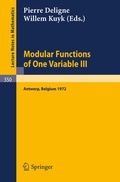 Cover: Modular Functions of One Variable III - Springer