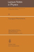 Cover: Transport Phenomena - Springer