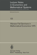 Cover: Warsaw Fall Seminars in Mathematical Economics 1975 - Springer