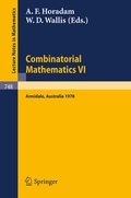 Cover: Combinatorial Mathematics VI - Springer