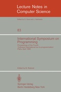 Cover: International Symposium on Programming - Springer