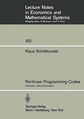 Cover: Nonlinear Programming Codes - Springer