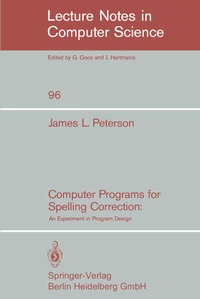 Enlarge image Cover: Computer Programs for Spelling Correction - Springer