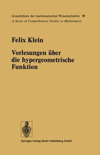 Abbildung von: Vorlesungen über die hypergeometrische Funktion - Springer