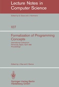 Cover: Formalization of Programming Concepts - Springer