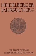 Cover: Heidelberger Jahrb&uuml;cher - Springer
