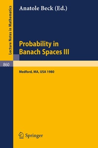 Enlarge image Cover: Probability in Banach Spaces III - Springer