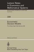 Cover: Econometric Decision Models - Springer