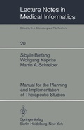 Cover: Manual for the Planning and Implementation of Therapeutic Studies - Springer