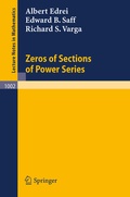 Cover: Zeros of Sections of Power Series - Springer