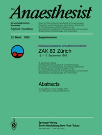 Abbildung von: Zentraleuropôischer Anaesthesiekongress ZAK 83 Zürich - Springer