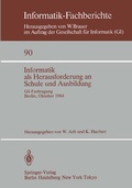 Cover: Informatik als Herausforderung an Schule und Ausbildung - Springer