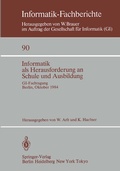 Cover: Informatik als Herausforderung an Schule und Ausbildung - Springer