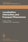 Cover: Localization, Interaction, and Transport Phenomena - Springer