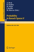 Cover: Probability in Banach Spaces V - Springer