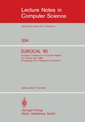 Cover: EUROCAL '85. European Conference on Computer Algebra. Linz, Austria, April 1-3, 1985. Proceedings - Springer