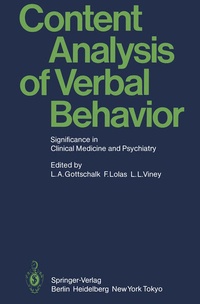 Enlarge image Cover: Content Analysis of Verbal Behavior - Springer