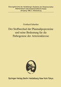 Cover: Der Stoffwechsel der Plasmalipoproteine und seine Bedeutung f&uuml;r die Pathogenese der Arteriosklerose - Springer