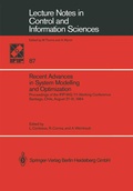 Cover: Recent Advances in System Modelling and Optimization - Springer
