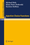 Cover: Injective Choice Functions - Springer