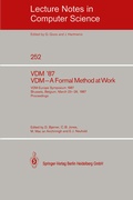 Cover: VDM '87. VDM - A Formal Method at Work - Springer