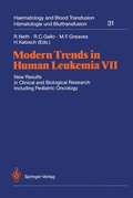 Cover: Modern Trends in Human Leukemia VII - Springer