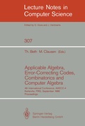 Cover: Applicable Algebra, Error-Correcting Codes, Combinatorics and Computer Algebra - Springer