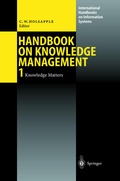 Cover: Handbook on Knowledge Management 1 - Springer