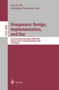 Cover: Groupware: Design, Implementation, and Use - Springer