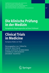 Abbildung von: Die klinische Prüfung in der Medizin / Clinical Trials in Medicine - Springer