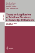Cover: Theory and Applications of Relational Structures as Knowledge Instruments - Springer