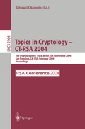 Cover: Topics in Cryptology -- CT-RSA 2004 - Springer