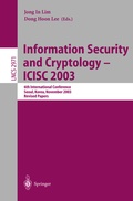 Cover: Information Security and Cryptology - ICISC 2003 - Springer