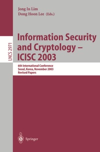 Enlarge image Cover: Information Security and Cryptology - ICISC 2003 - Springer