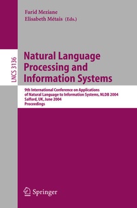 Enlarge image Cover: Natural Language Processing and Information Systems - Springer